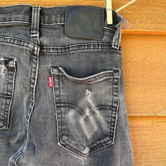 Levi’s Faded Black Distressed Skinny Mid Rise Jeans Size 29 - Picture 11 of 13